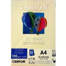 Folha de Papel Color Creme 185g/m² com 25 unidades - Canson