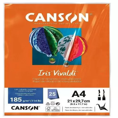 Folha de Papel Color Laranja 185g/m² com 25 unidades - Canson