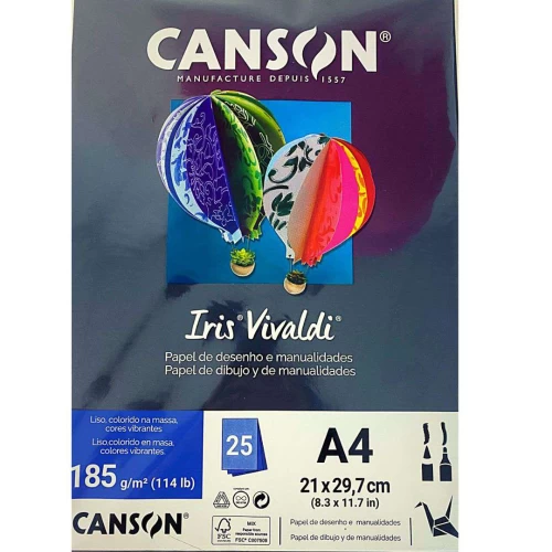 Folha de Papel Color Preto 185g/m² com 25 unidades - Canson