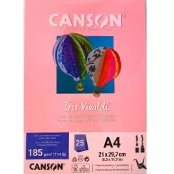 Folha de Papel Color Rosa Claro 185g/m² com 25 unidades - Canson
