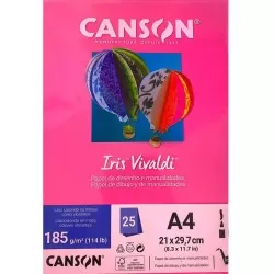 Folha de Papel Color Rosa Escuro 185g/m² com 25 unidades - Canson