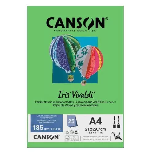 Folha de Papel Color Verde Claro 185g/m² com 25 unidades - Canson