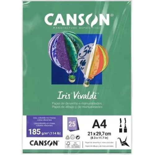 Folha de Papel Color Verde Escuro 185g/m² com 25 unidades - Canson