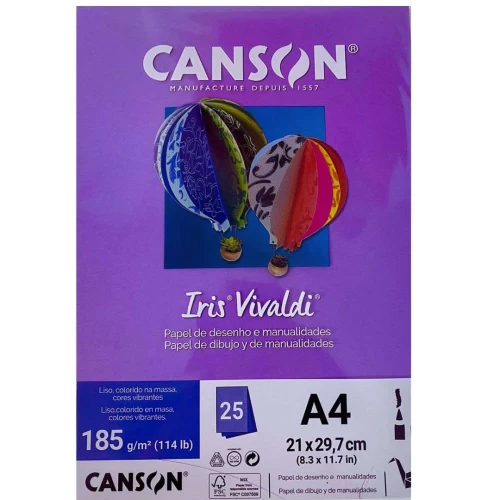 Folha de Papel Color Violeta 185g/m² com 25 unidades - Canson