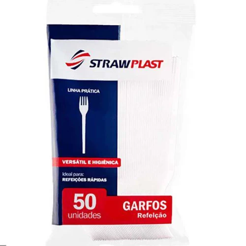 Garfo Refeição Linha Leve Branco Strawplast C/50 Unidades