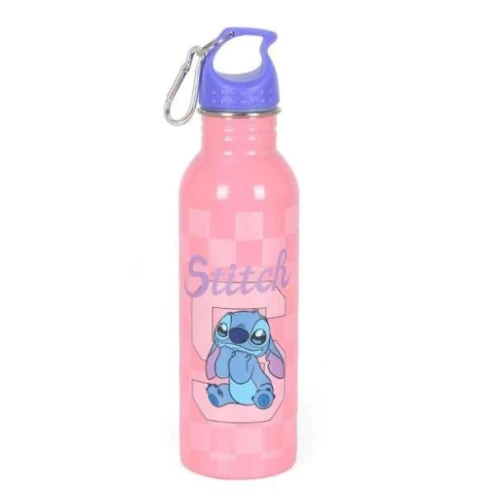 Garrafa Escolar Stitch 750ml Alumínio Luxcel Rosa