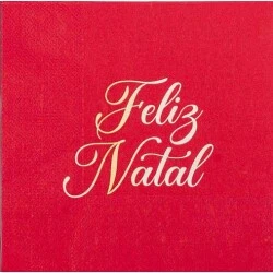 Guardanapo Decorado de Natal 32,5x32,5cm Feliz Natal - Cromus