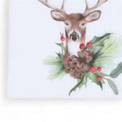 Guardanapo Decorado de Natal 32,5x32,5cm Rena - Cromus
