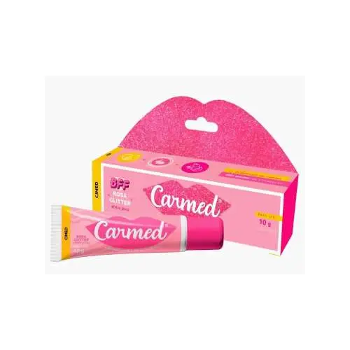Hidratante Labial CARMED BFF Rosa Glitter 10g  Hidratação com Brilho e Aroma Doce