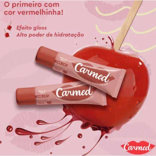 Hidratante Labial Carmed Maçã do Amor 10g - Com Cor e Efeito Gloss