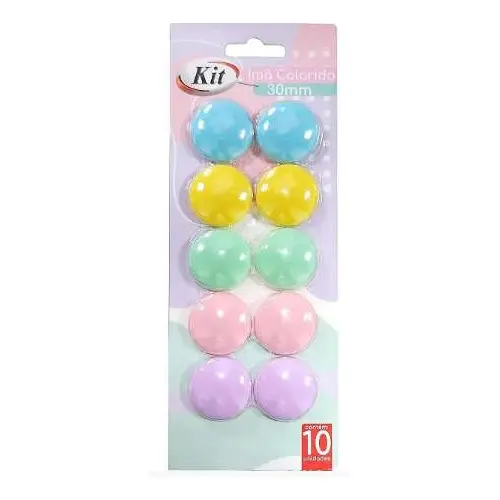 Imã Colorido Pastel 20mm Cartela com 10 Unidades - Kit