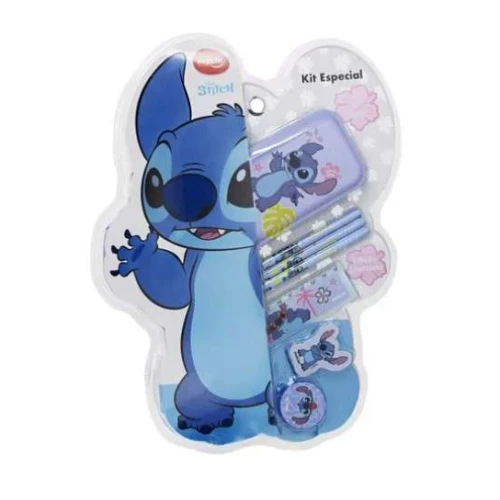 Kit Especial Escolar Disney Stitch Oficial Infantil C/ 7 Pçs