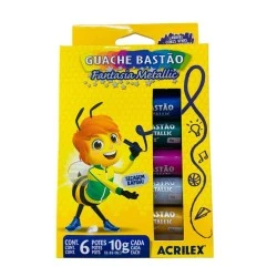 Kit Guache Bastão com 6 un Metálica - Acrilex