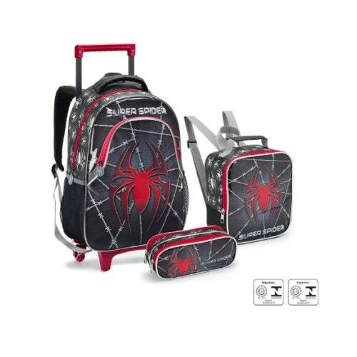 Kit Mochila com Rodas Super Spider Man