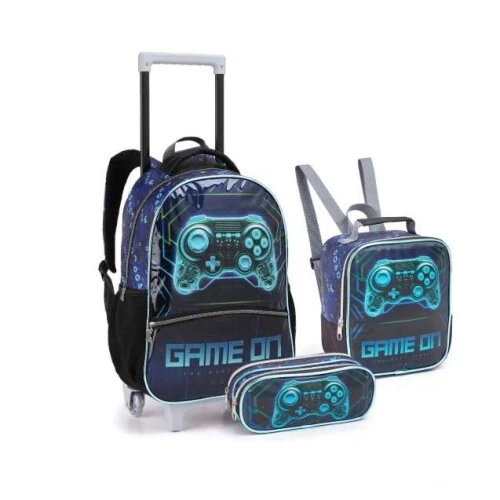 Kit Mochila com roda Gamer 3 Peças - Seanite