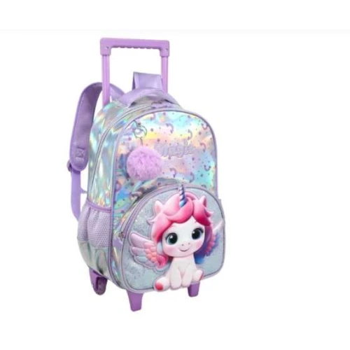 Kit Mochila com Roda Unicórnio 4 Peças - Nova Rio