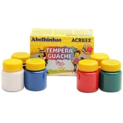 Kit c/6 Cores de Guache Escolar Acrilex