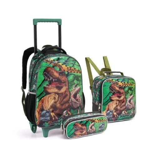 kit Mochila com Rodas Dinossauros - Seanite