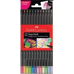 Lapis Cor 12 Cores - Faber Castell SupersofT Neon e Pastel  Faber Castell