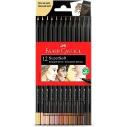 Lapis Cor 12 Cores - Faber Castell Supersoft Pele  Faber Castell