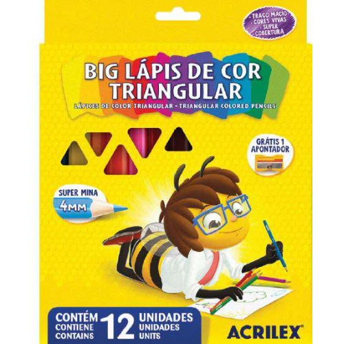 Lápis de Cor 12 Cores Jumbo - Acrilex