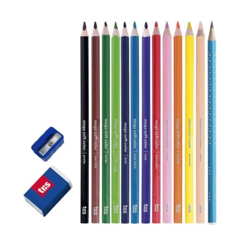 Lápis de Cor 12 Cores Mega Soft Color (Kit) - Tris
