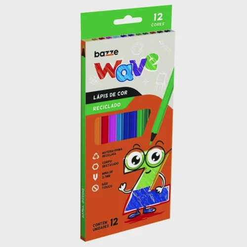 Lápis de Cor 12 Cores Wave - Bazze
