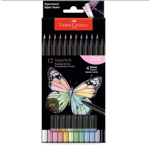 Lápis de Cor 12 Cores Pastéis - Faber Castell Supersoft Lápis de Cor 12 Cores Pastéis - Faber Castell Supersoft