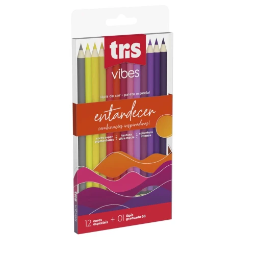 Lápis de Cor 12 Cores Vibes Entardecer - Tris