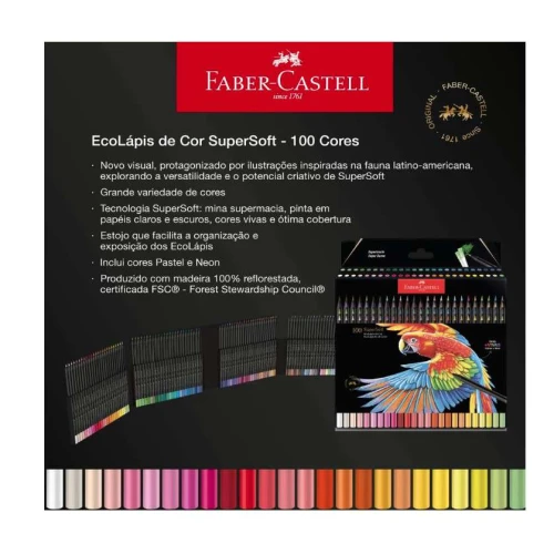 Lápis de Cor Ecolápis Supersoft 100 cores  Faber-Castell