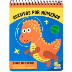 Livro de Atividades Infantil - Adesivos por Números: Dinos no Espaço