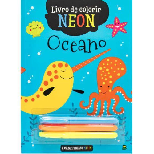 Livro de Atividades Infantil - Kit Caetinhas Neon Oceano