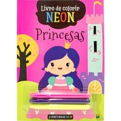 Livro de Atividades Infantil - Kit Caetinhas Neon Princesas
