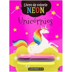 Livro de Atividades Infantil - Kit Caetinhas Neon Unicórnios