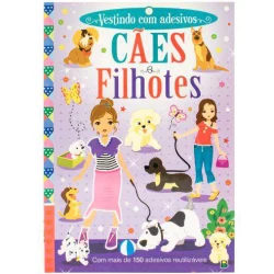 Livro de Atividades Infantil - Vestindo com Adesivos Cães e Filhotes