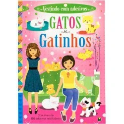 Livro de Atividades Infantil - Vestindo com Adesivos Gatos e Gatinhos