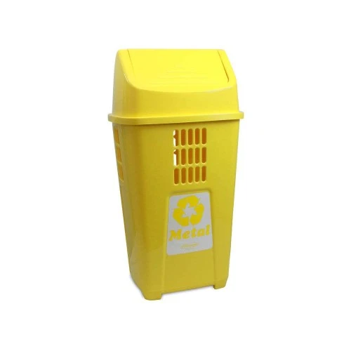 Lixeira 50L Basculante Amarela Ref.757 Plasvale