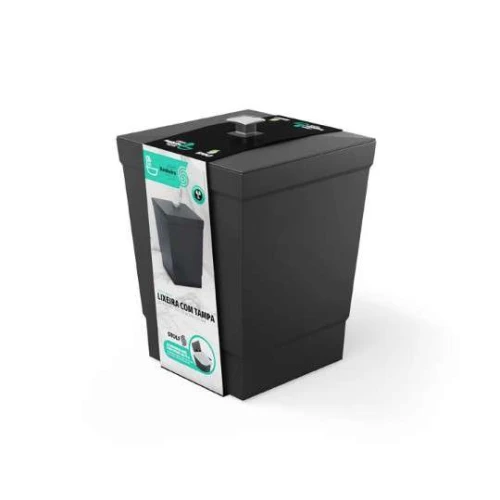 Lixeira Plática Stolf 6,5L Preta Com Tampa