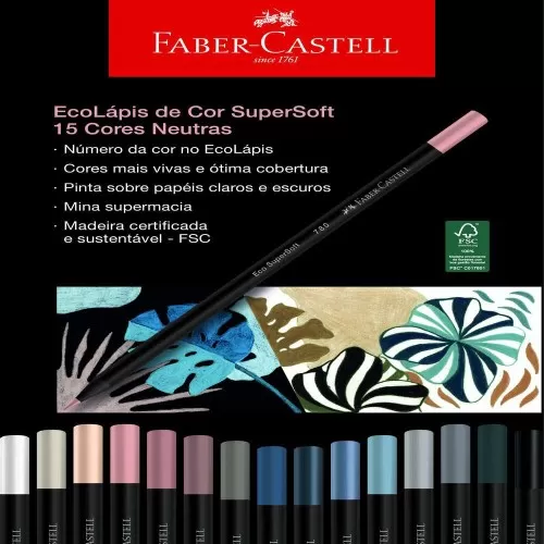 Lápis Cor 15 Cores Neutras - Faber Castell Supersoft