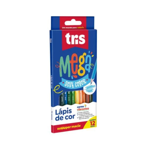 Lápis de Cor 12 Cores Mega Soft Color - Tris