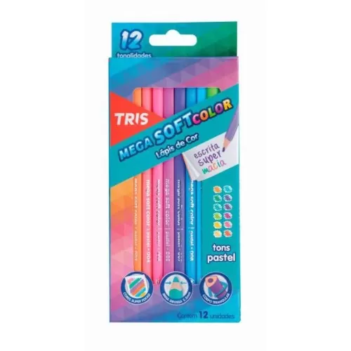 Lápis de Cor 12 Cores Mega Soft Tom Pastel - Tris