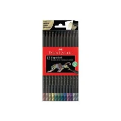 Lápis de Cor 12 Cores Metálicas - Faber Castell Supersoft