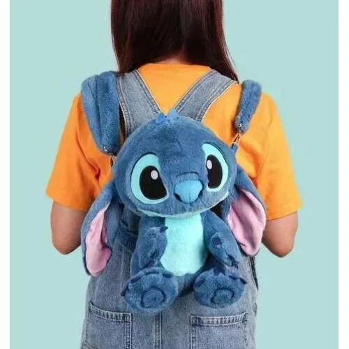 Mochila S/ Roda Luxcel Stitch Azul Pelucia