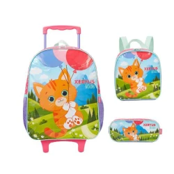 Mochila Com Roda Gatinho e Balão - Xeryus