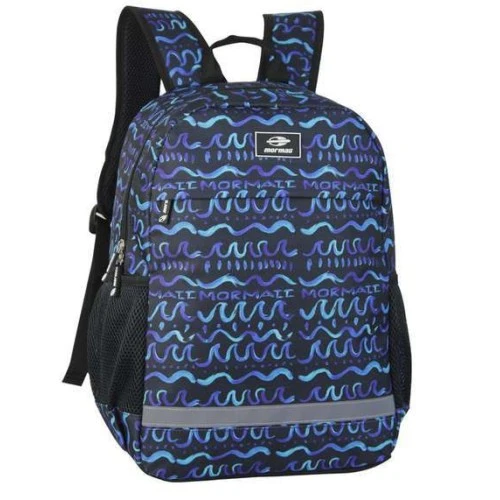 Mochila Feminina Preta Floral Azul - Mormaii