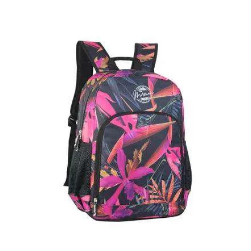 Mochila Feminina Preta Floral - Mormaii