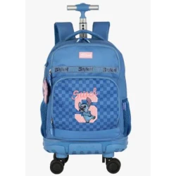 Mochila Stitch Azul com roda 360° - Luxcel