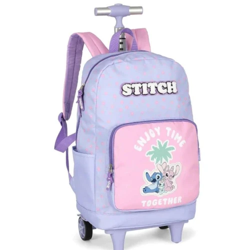 Mochila Stitch lilas com roda - Luxcel