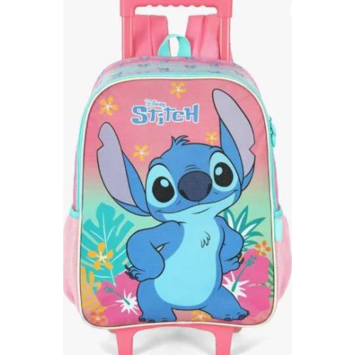 Mochila Stitch Rosa com Roda - Luxcel Mochila Stitch Rosa com Roda - Luxcel