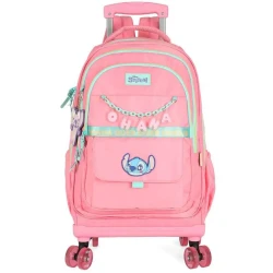 Mochila Stitch Salmão com roda - Luxcel